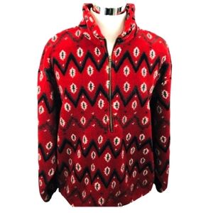 Tsunami Aztec Red Gray Black Thick Sherpa 1/2 Zip